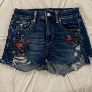 AE Embroidered Denim Shorts